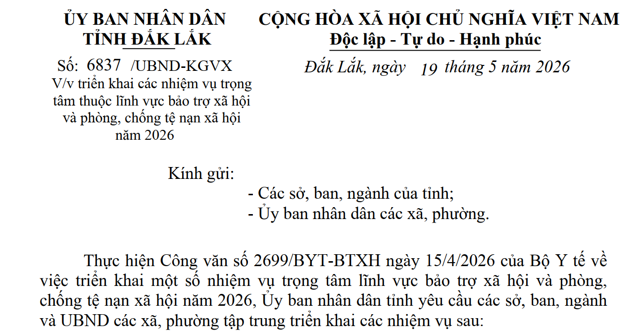 Xã Ea H'Leo tập trung triển khai các nhiệm vụ trọng tâm về bảo trợ xã hội và phòng, chống tệ nạn xã hội năm 2026